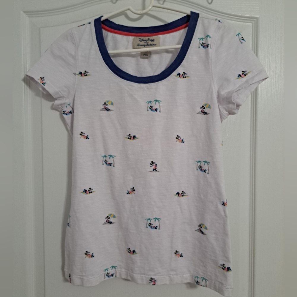 Tommy Bahama x Disney Parks Minnie Mouse tropical print scoop neck top Sz Small